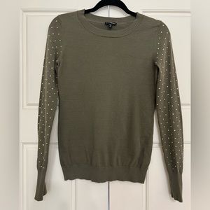 EXPRESS Army Green Sweater with Gold Details on Sleeves